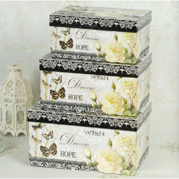 Elegantes Design Druck Karton Papier Aufbewahrungsboxen Set